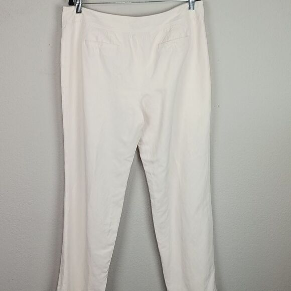 Ann Taylor Women Cream Linen Blend Straight Leg Lined Trousers sz 14 - Picture 7 of 8